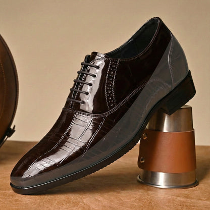 BXXY Mens Formal Elevator Shoes 3.5 Inch Height Increase Lace Up Design