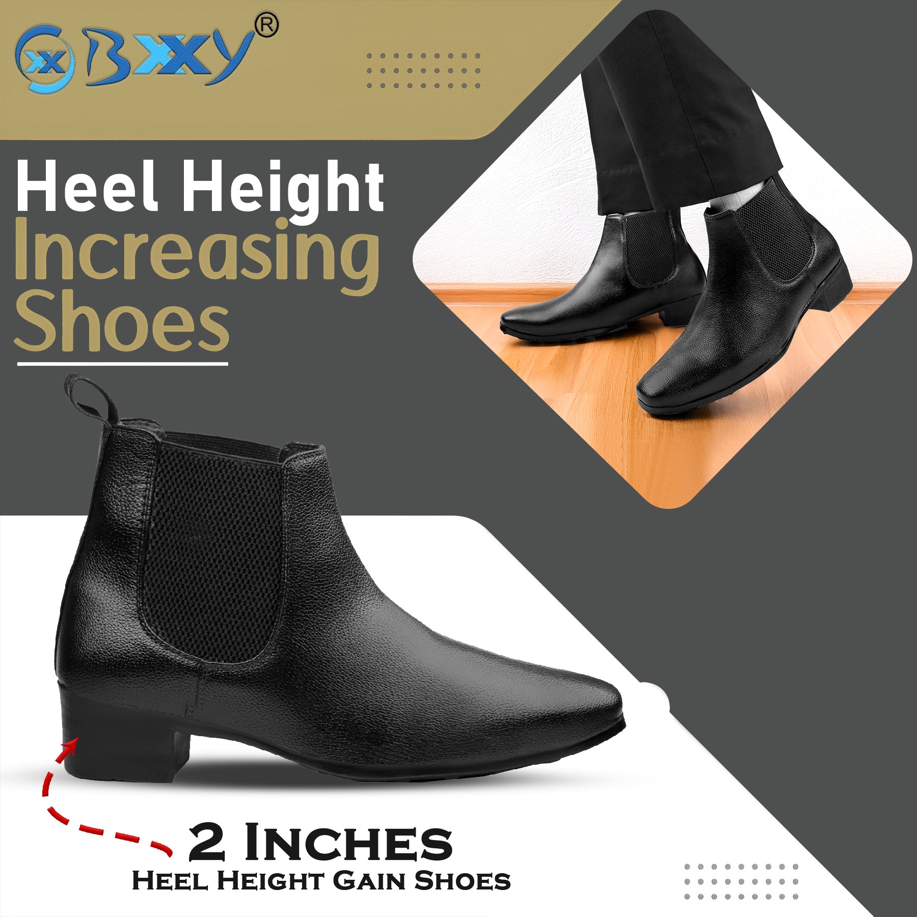 Men's Chelsea Boots WITH Inches Heel Height Gain – BxxyShoes