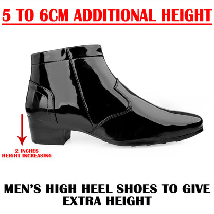 Men's Formal Elevator Boots – Add 5 to 6 cm (2") Height – High Heel Patent Leather Shoes