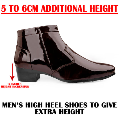 Men's Formal Elevator Boots – Add 5 to 6 cm (2") Height – High Heel Patent Leather Shoes