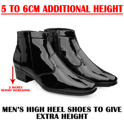 Men's Formal Elevator Boots – Add 5 to 6 cm (2") Height – High Heel Patent Leather Shoes