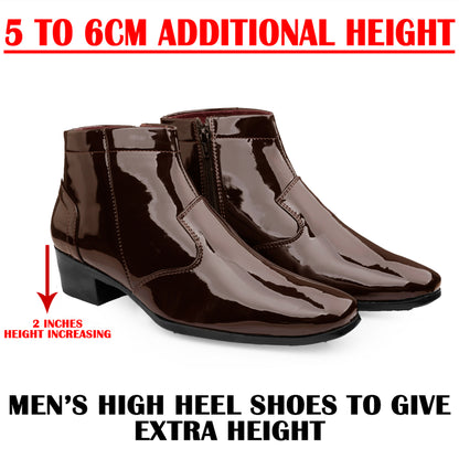 Men's Formal Elevator Boots – Add 5 to 6 cm (2") Height – High Heel Patent Leather Shoes