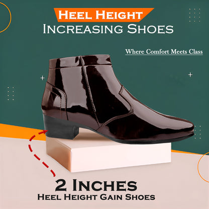 Men's Formal Elevator Boots – Add 5 to 6 cm (2") Height – High Heel Patent Leather Shoes
