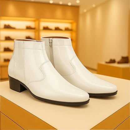 Men's Formal Elevator Boots – Add 5 to 6 cm (2") Height – High Heel Patent Leather Shoes