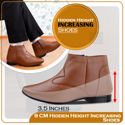 Bxxy Men’s Elevator Boots with Zipper – 3.5 Inch Height Boost