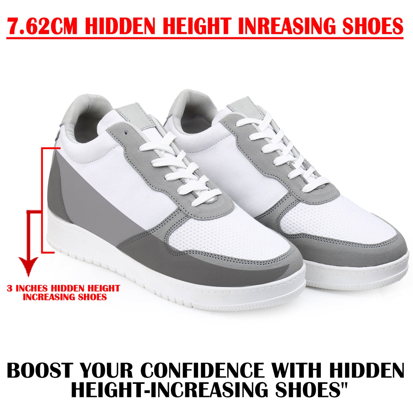 Men's 3 Inch Hidden Height Increasing Shoes