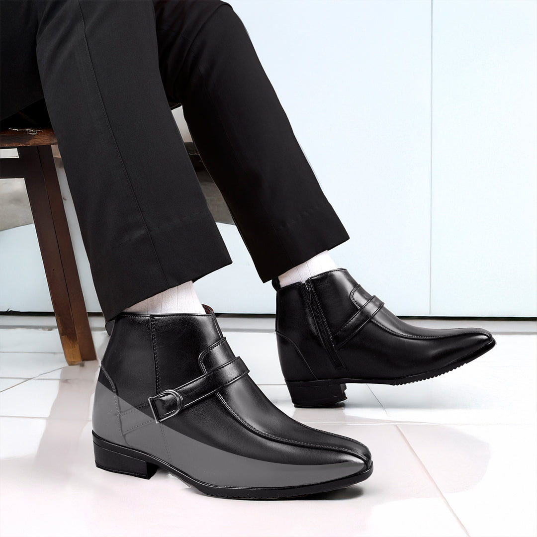 Men’s 3.5 Inches (9cm) Hidden Heel Formal Elevator Boots – Sleek Height Increasing Dress Boots for Confidence & Style