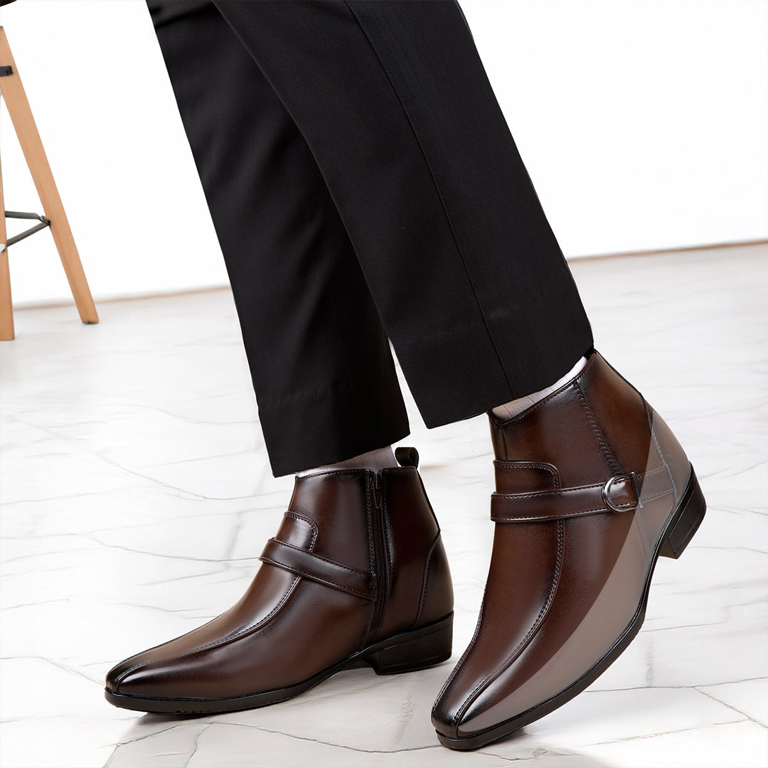 Men’s 3.5 Inches (9cm) Hidden Heel Formal Elevator Boots – Sleek Height Increasing Dress Boots for Confidence & Style