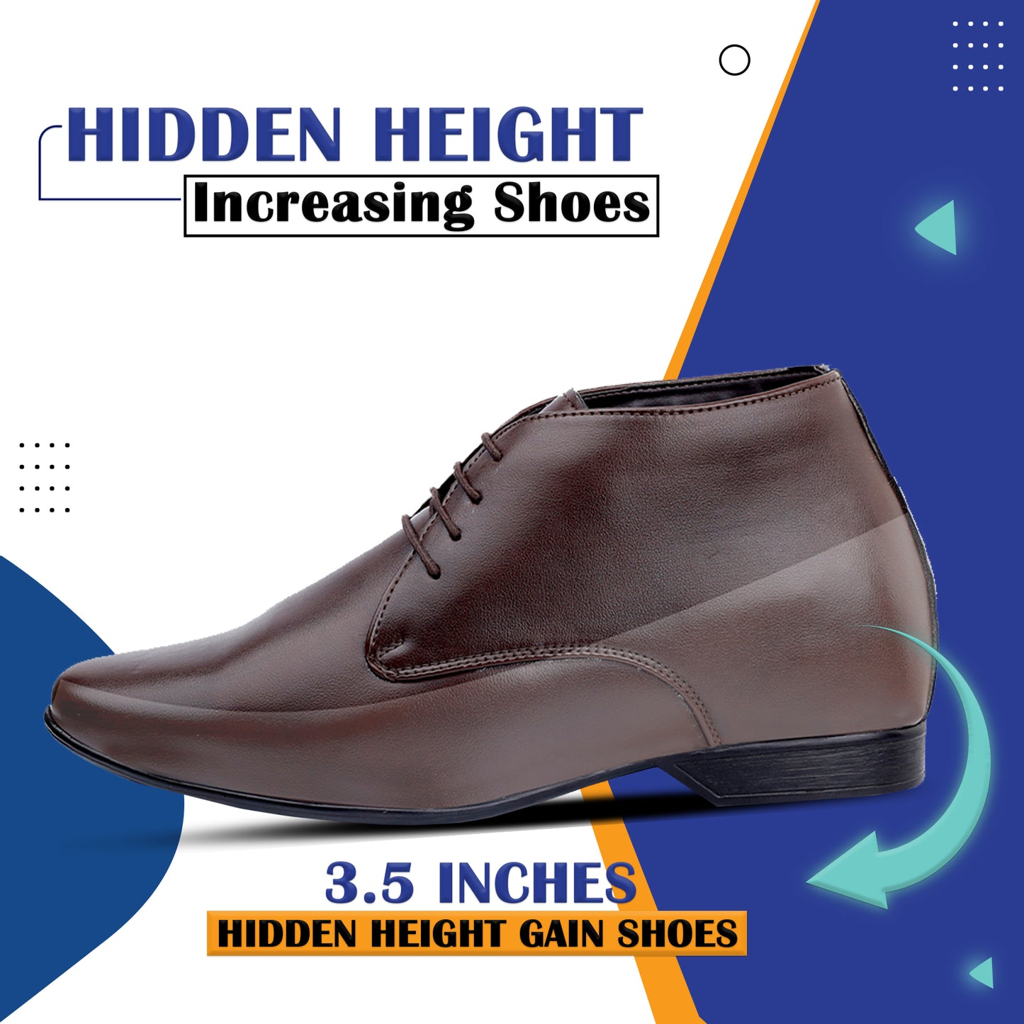 BXXY Hidden Height Increasing Lace-Up Derby Shoes 3.5 Inch
