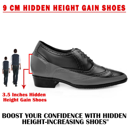 BXXY 3.5 Inches Height Increasing Formal Lace-up Brogue Shoes For Men