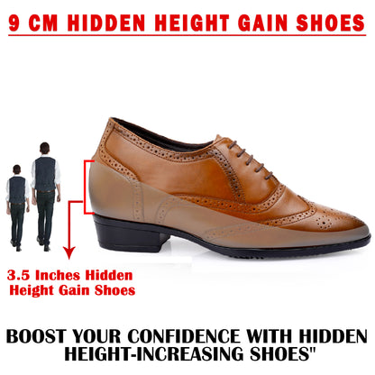 BXXY 3.5 Inches Height Increasing Formal Lace-up Brogue Shoes For Men