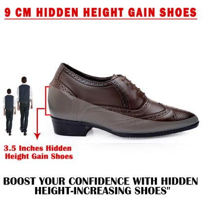 BXXY 3.5 Inches Height Increasing Formal Lace-up Brogue Shoes For Men