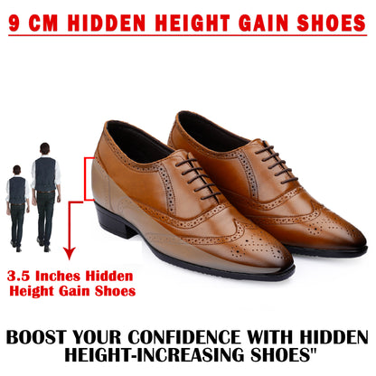 BXXY 3.5 Inches Height Increasing Formal Lace-up Brogue Shoes For Men