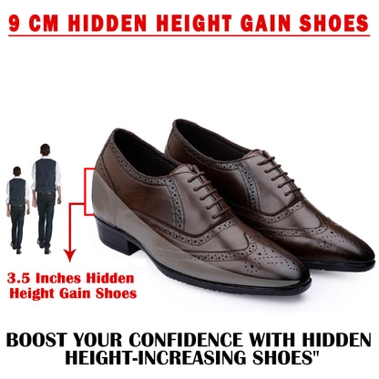 BXXY 3.5 Inches Height Increasing Formal Lace-up Brogue Shoes For Men