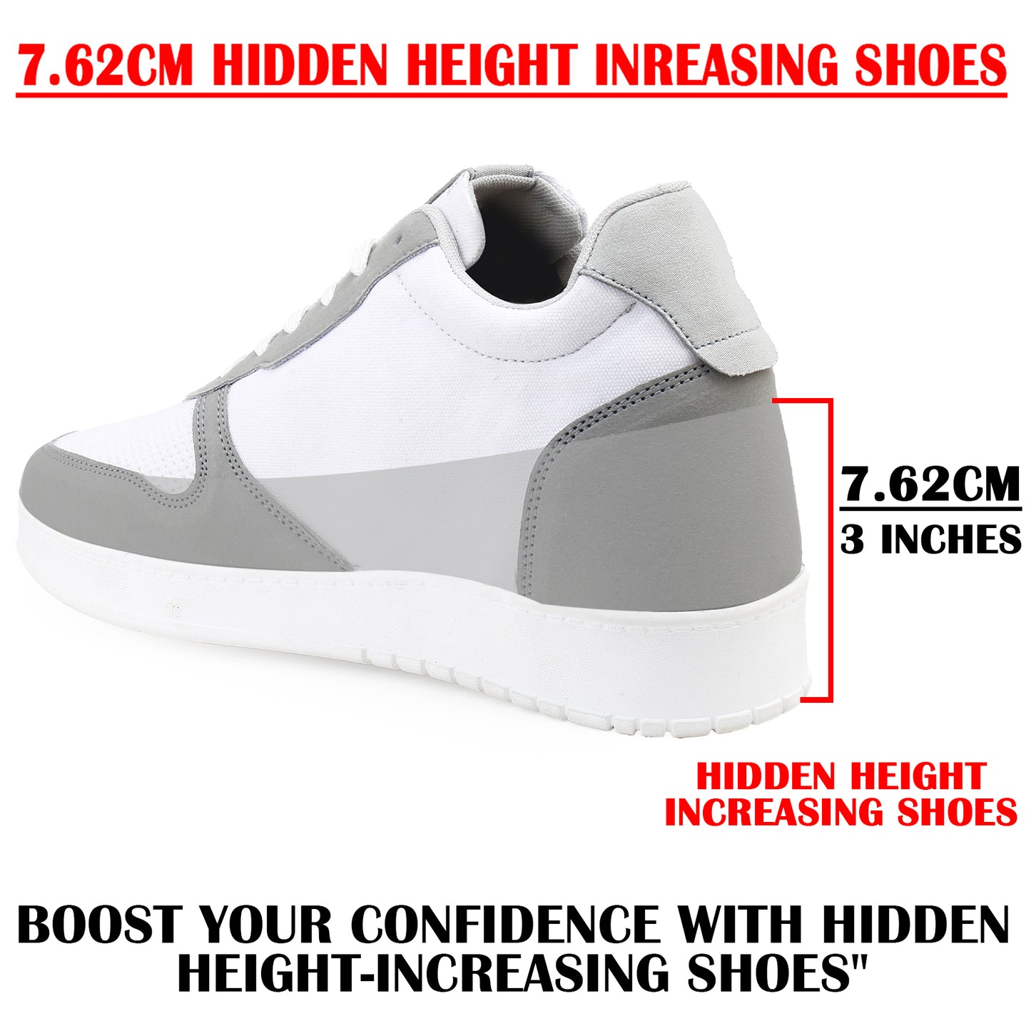 Men's 3 Inch Hidden Height Increasing Shoes