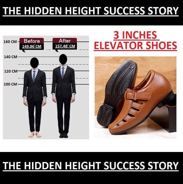 Men's 3 Inch Hidden Height Increasing Elevator Velcro Sandals