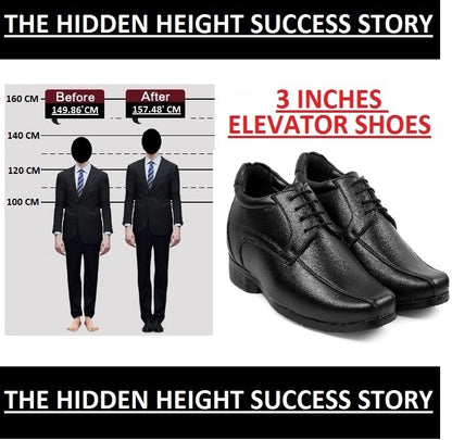 Mens 3 Inches Hidden Height Elevator Partywear Lace up Formal Shoes