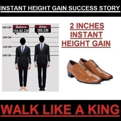 Men's Height Increasing Faux Leather Oxford Semi Brogue Formal Lace-Up Shoes