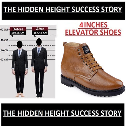 Men's 4 Inch Hidden Height Increasing Elevator Boots