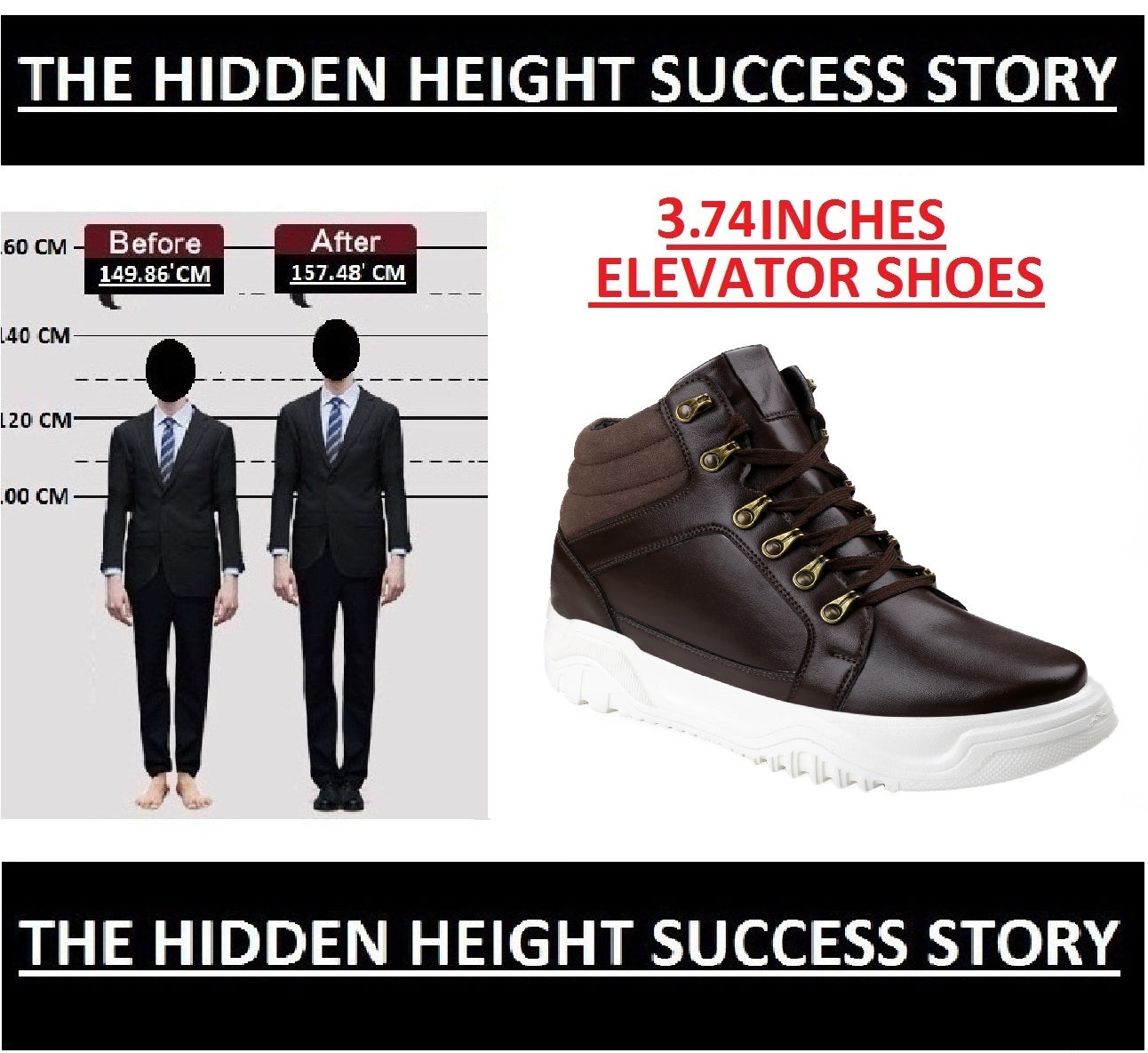 Men's 3.74 (9.5CM) Inches Hidden Height Increasing Shoes