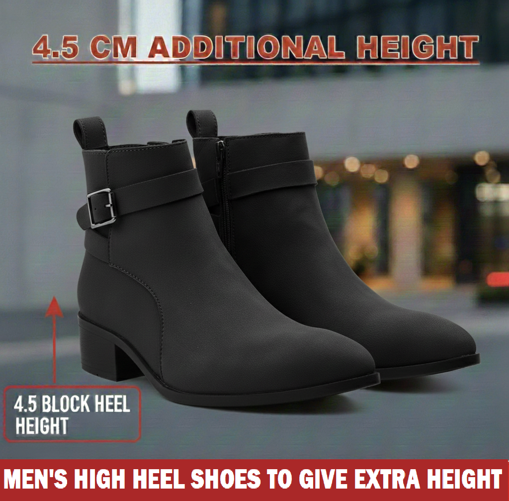Height Boosting Men’s Boots – 4.5 CM Heel Fashion Ankle Shoes