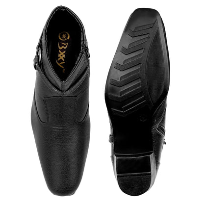 BXXY 2 Inch Height Increasing Office Wear Zipper and Buckle Boots