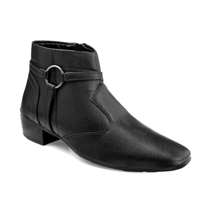 BXXY 2 Inch Height Increasing Office Wear Zipper and Buckle Boots