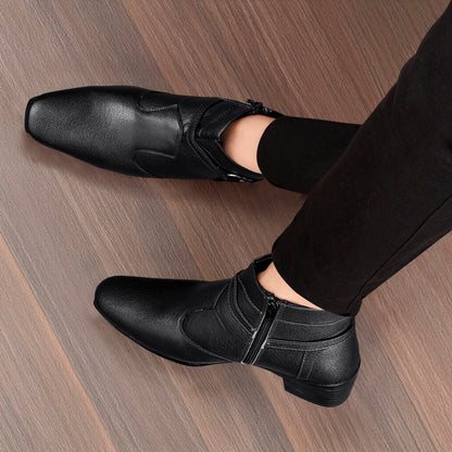 BXXY 2 Inch Height Increasing Office Wear Zipper and Buckle Boots