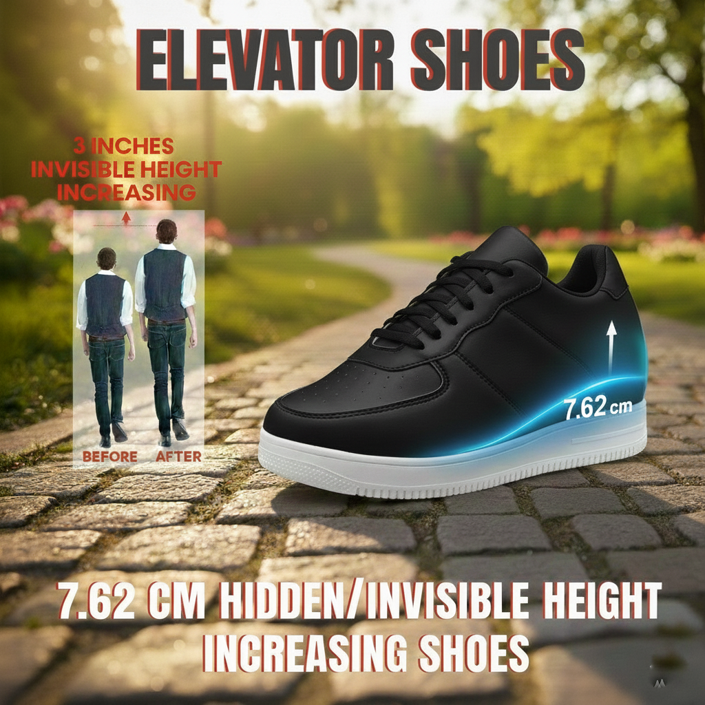 Bxxy Mens Stylish and Comfortable 3 Inch Invisible Lift Casual Shoes