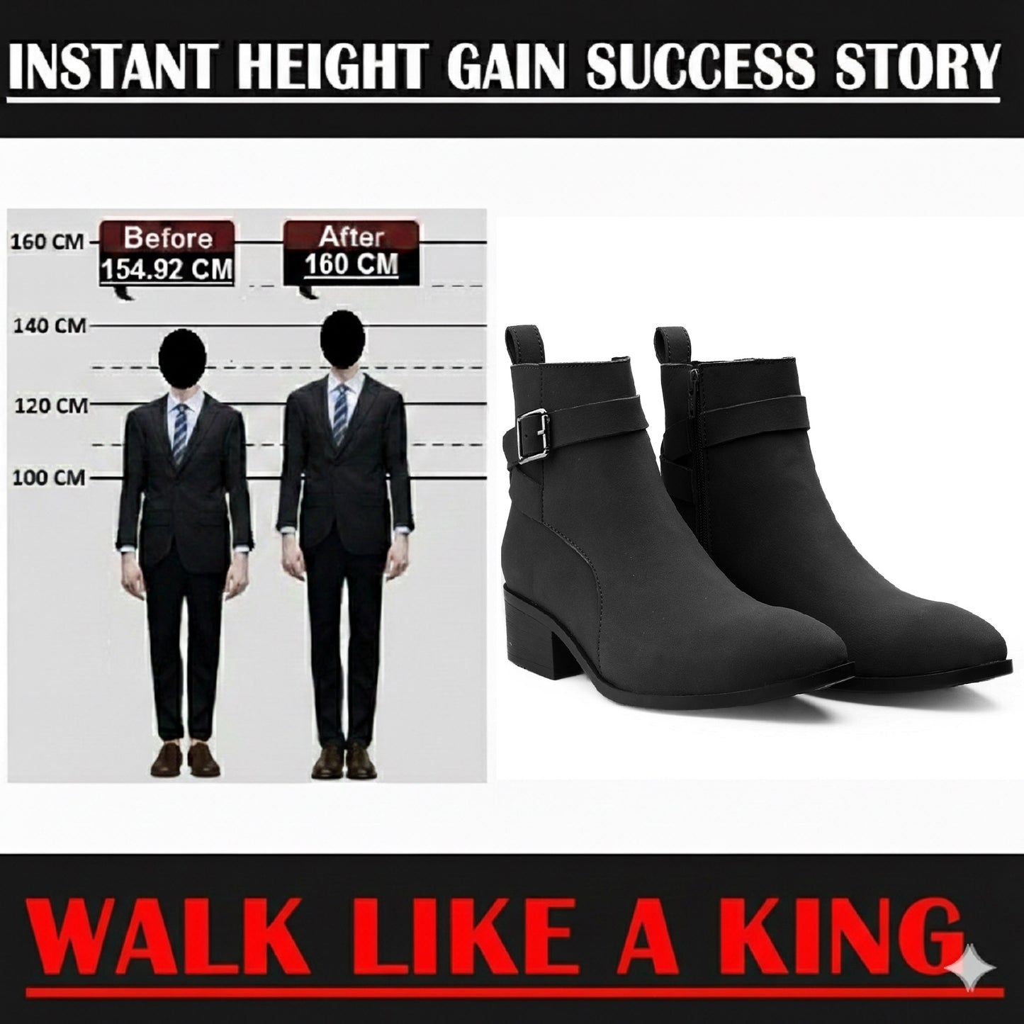 Height Boosting Men’s Boots – 4.5 CM Heel Fashion Ankle Shoes