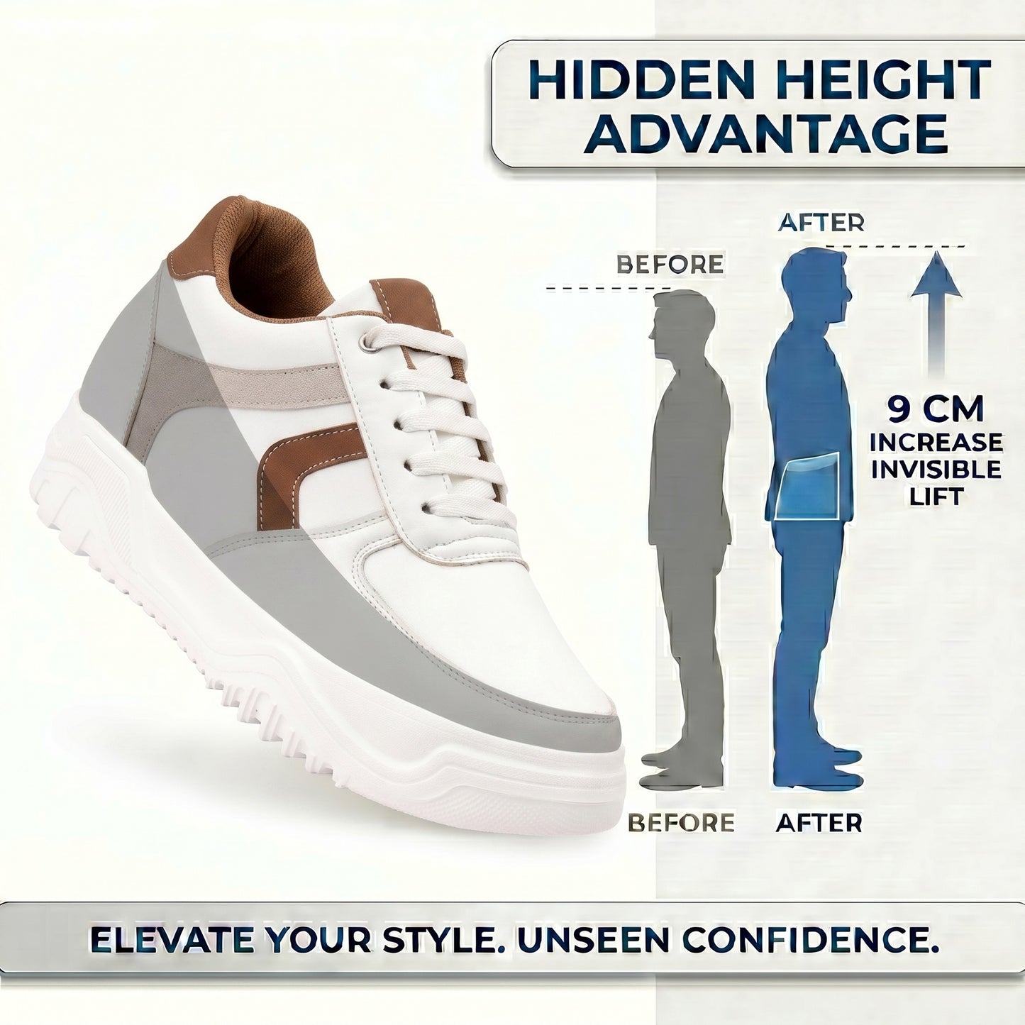 BXXY Premium Hidden Height Increasing Sneakers Gain Up to 9CM with Confidence