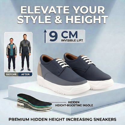 BXXY Premium Height Boost Sneakers for Men Invisible 9 CM Elevator Shoes