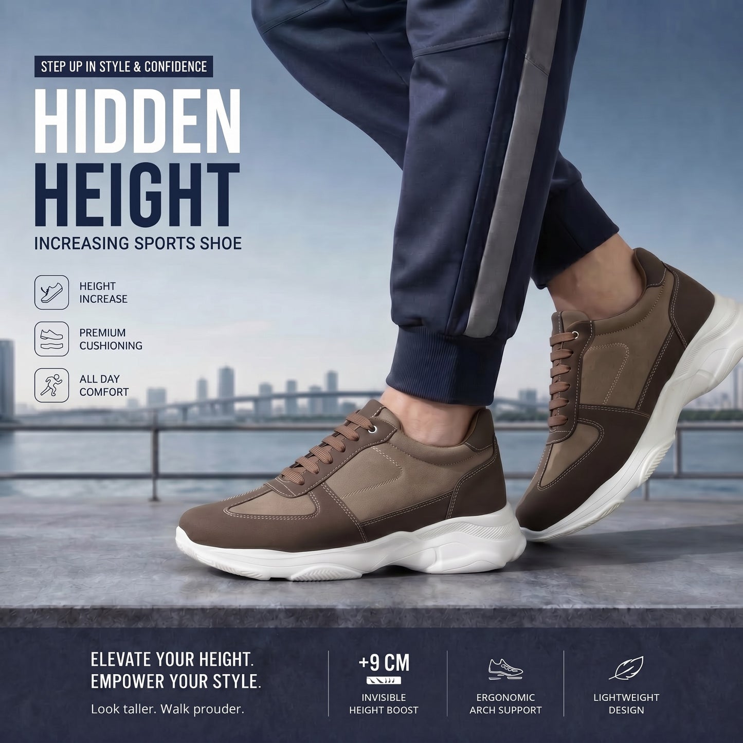Premium Hidden Height Shoes for Men 9 CM Elevator Casual Sneakers