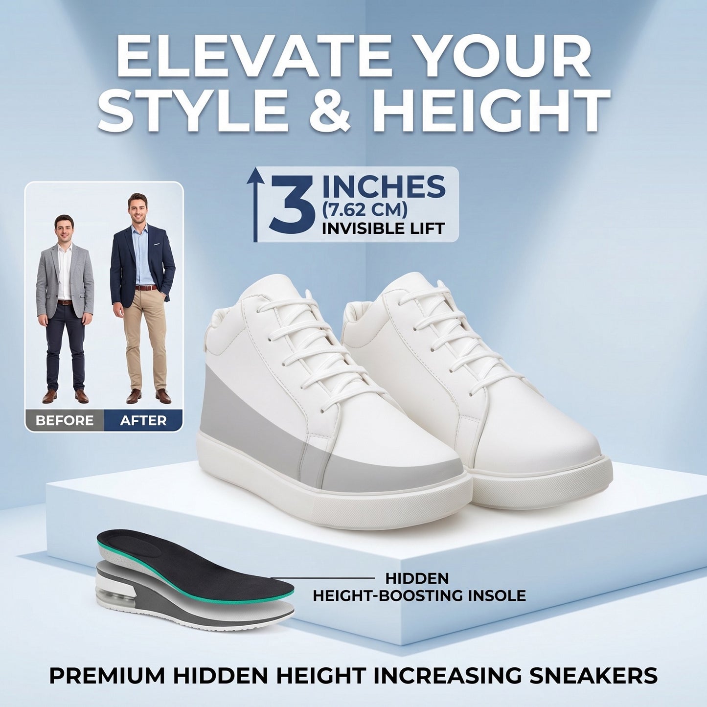 BXXY Elevator Shoes Add 7.62 CM Height with Style & Confidence