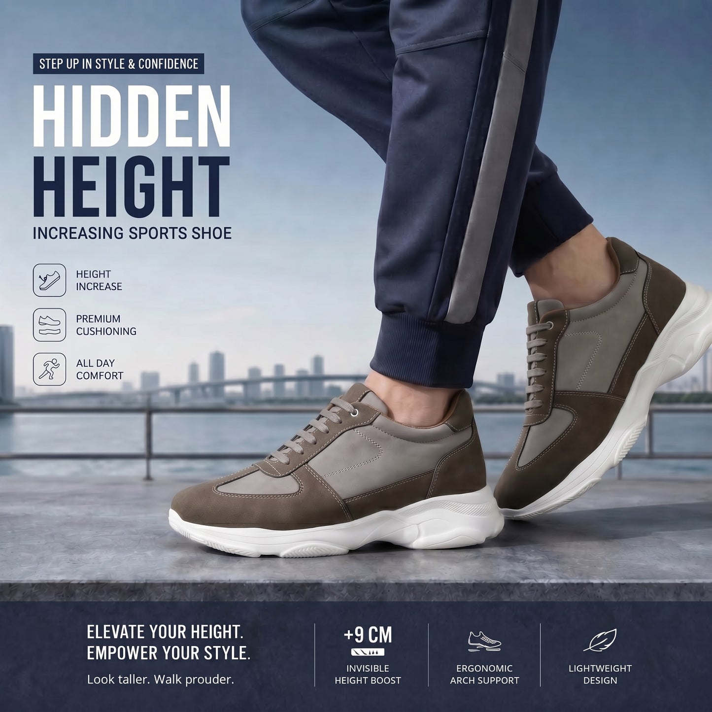 Premium Hidden Height Shoes for Men 9 CM Elevator Casual Sneakers