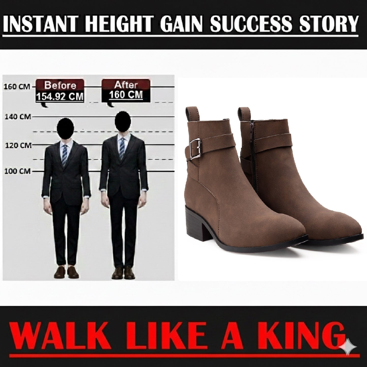 Height Boosting Men’s Boots – 4.5 CM Heel Fashion Ankle Shoes