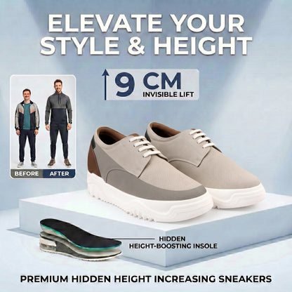 BXXY Premium Height Boost Sneakers for Men Invisible 9 CM Elevator Shoes