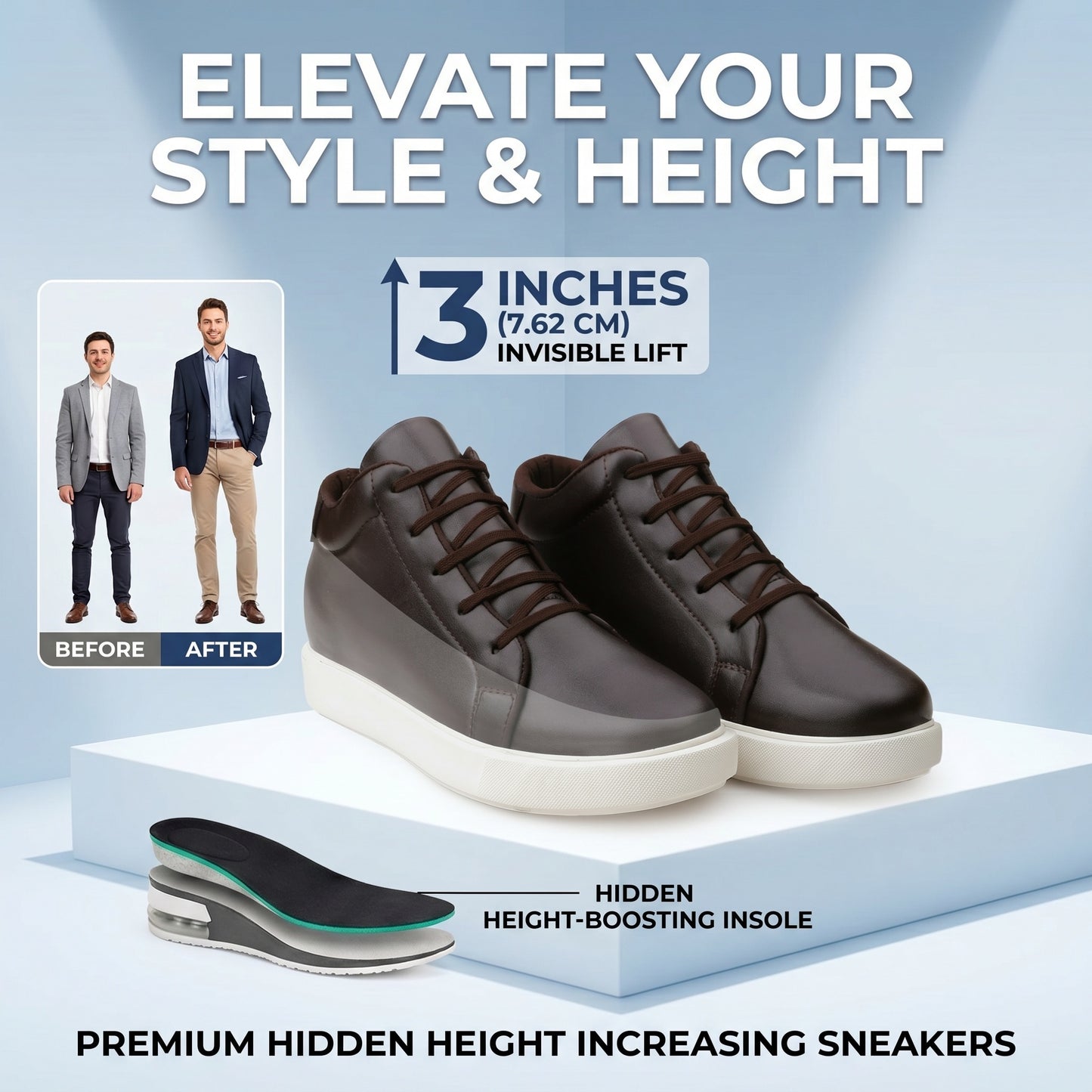 BXXY Elevator Shoes Add 7.62 CM Height with Style & Confidence