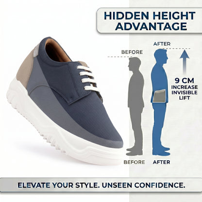 BXXY Premium Height Boost Sneakers for Men Invisible 9 CM Elevator Shoes