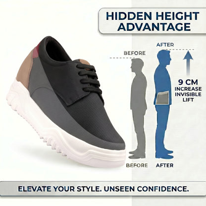 BXXY Premium Height Boost Sneakers for Men Invisible 9 CM Elevator Shoes