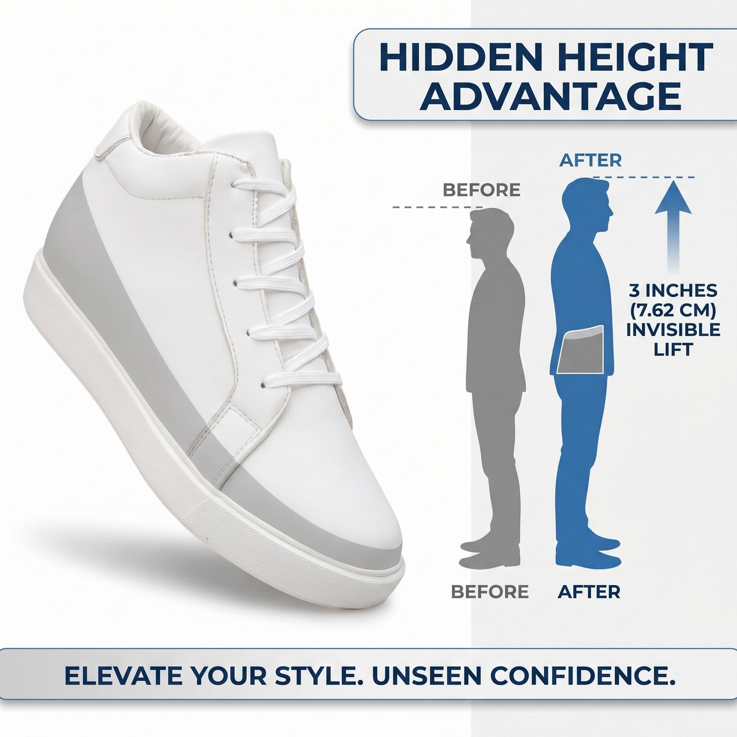 BXXY Elevator Shoes Add 7.62 CM Height with Style & Confidence