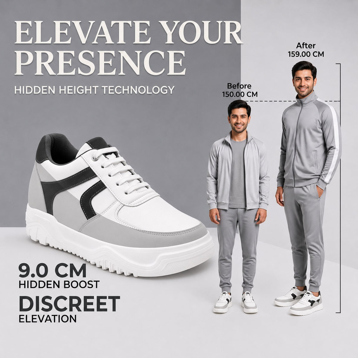 BXXY Signature Elevation Sneakers Premium 9CM Hidden Height Increase