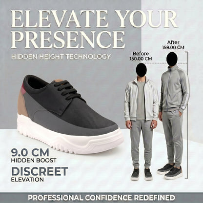BXXY Premium Height Boost Sneakers for Men Invisible 9 CM Elevator Shoes
