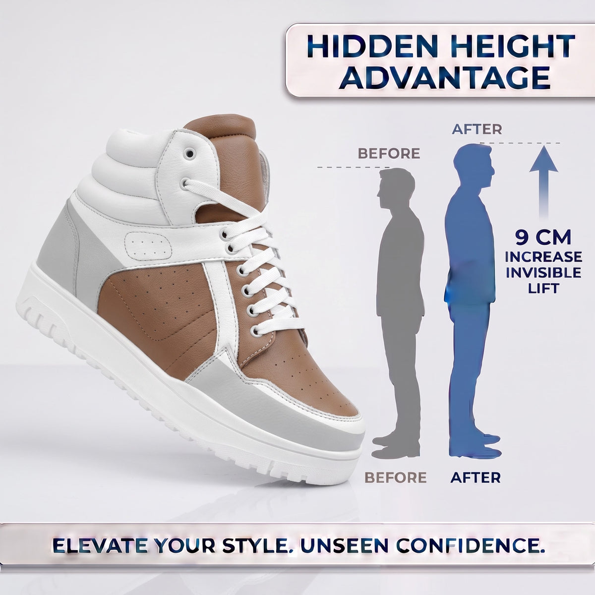 BXXY 9 CM Hidden Height Increasing Sneakers for Men