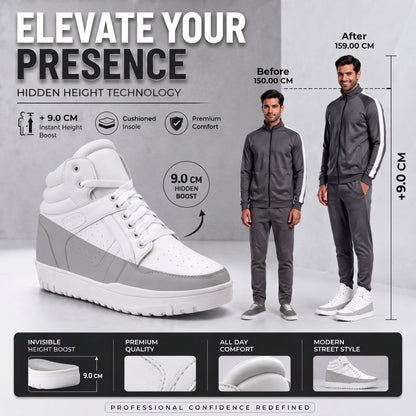 BXXY Mens 9 CM Hidden Height Increasing High Top Sneakers