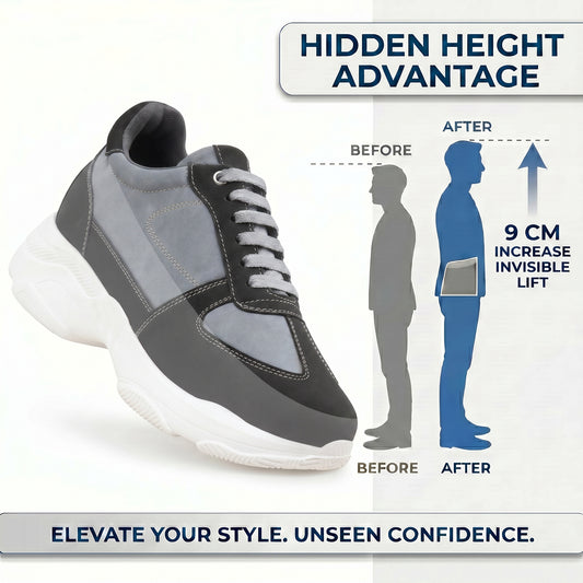 BXXY Mens 9CM Height Increasing Sneakers Hidden Lift Casual Sports Shoes
