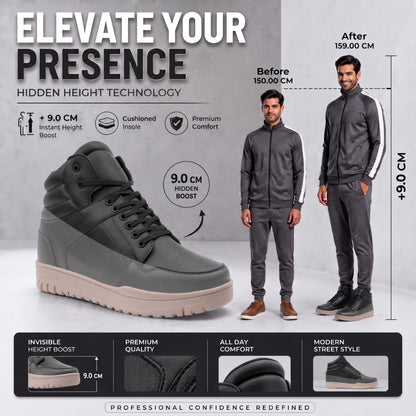 BXXY Mens 9 CM Hidden Height Increasing High Top Sneakers