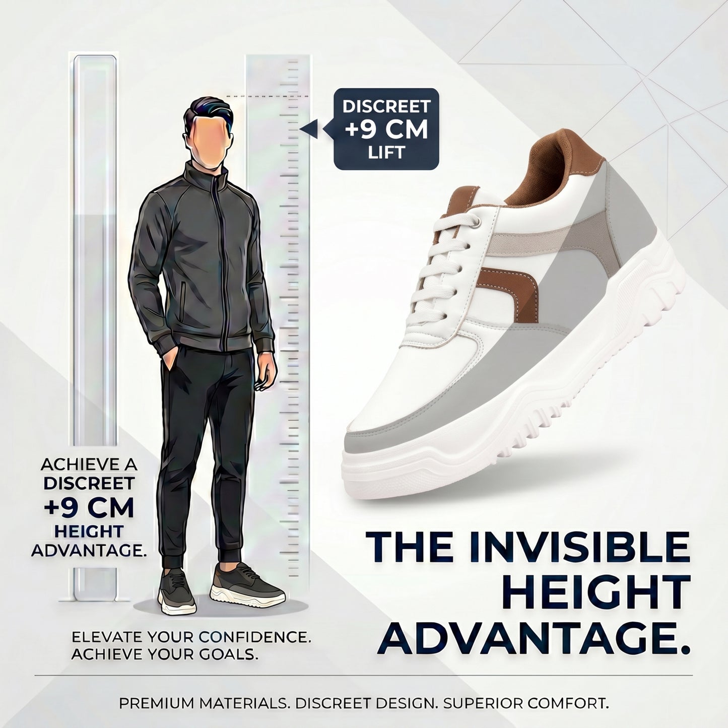 BXXY Signature Elevation Sneakers Premium 9CM Hidden Height Increase