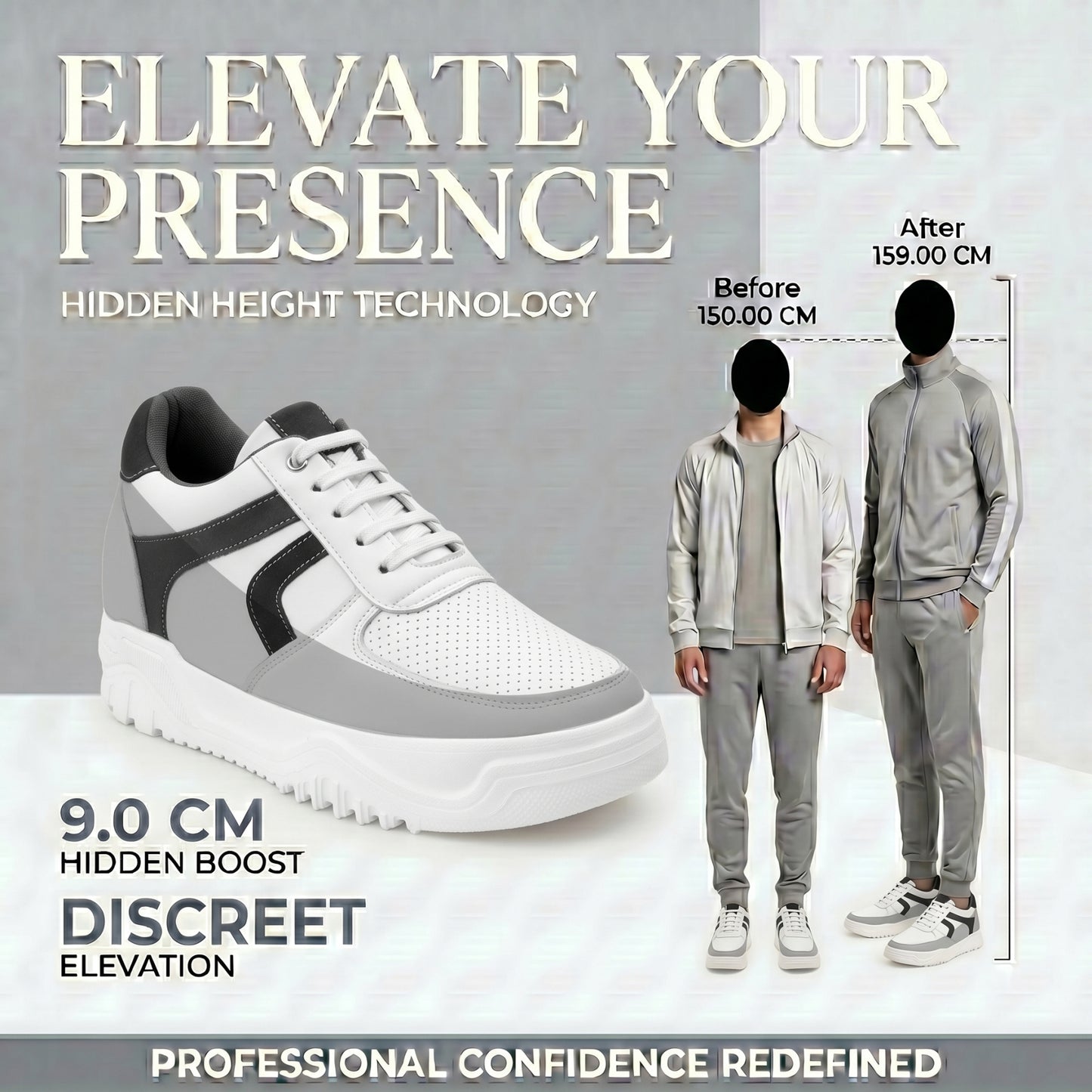 BXXY Signature Elevation Sneakers Premium 9CM Hidden Height Increase