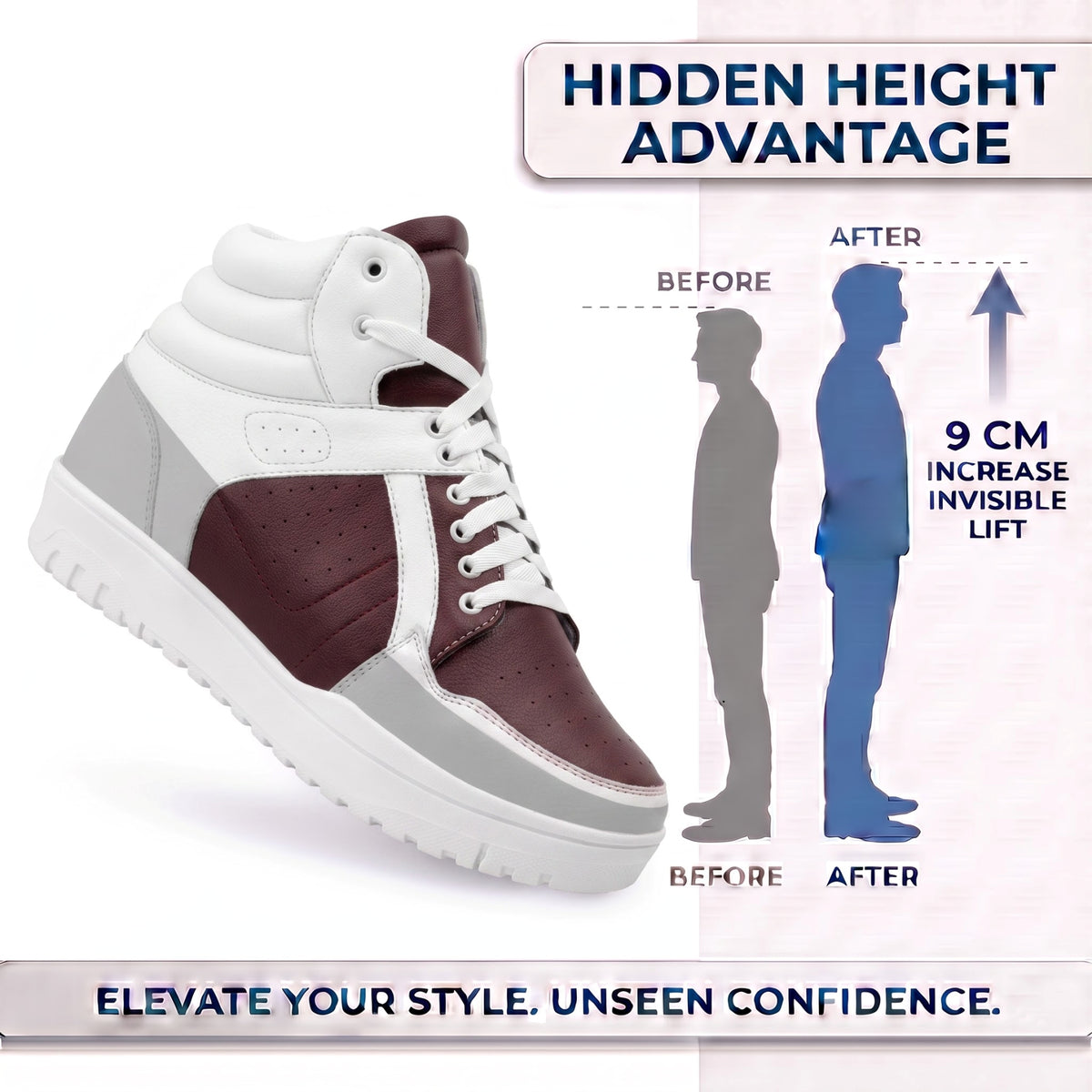 BXXY 9 CM Hidden Height Increasing Sneakers for Men